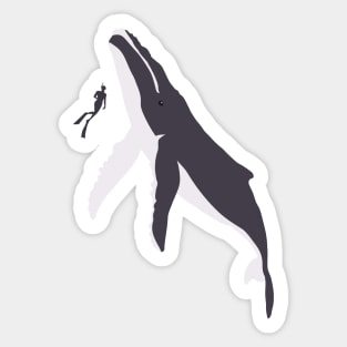 Humpback Whale and Human (clean version) Sticker